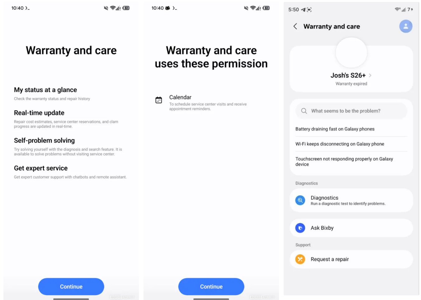Samsung may add a new Warranty & Care hub in One UI 9 for repairs, cost estimates, and service tracking