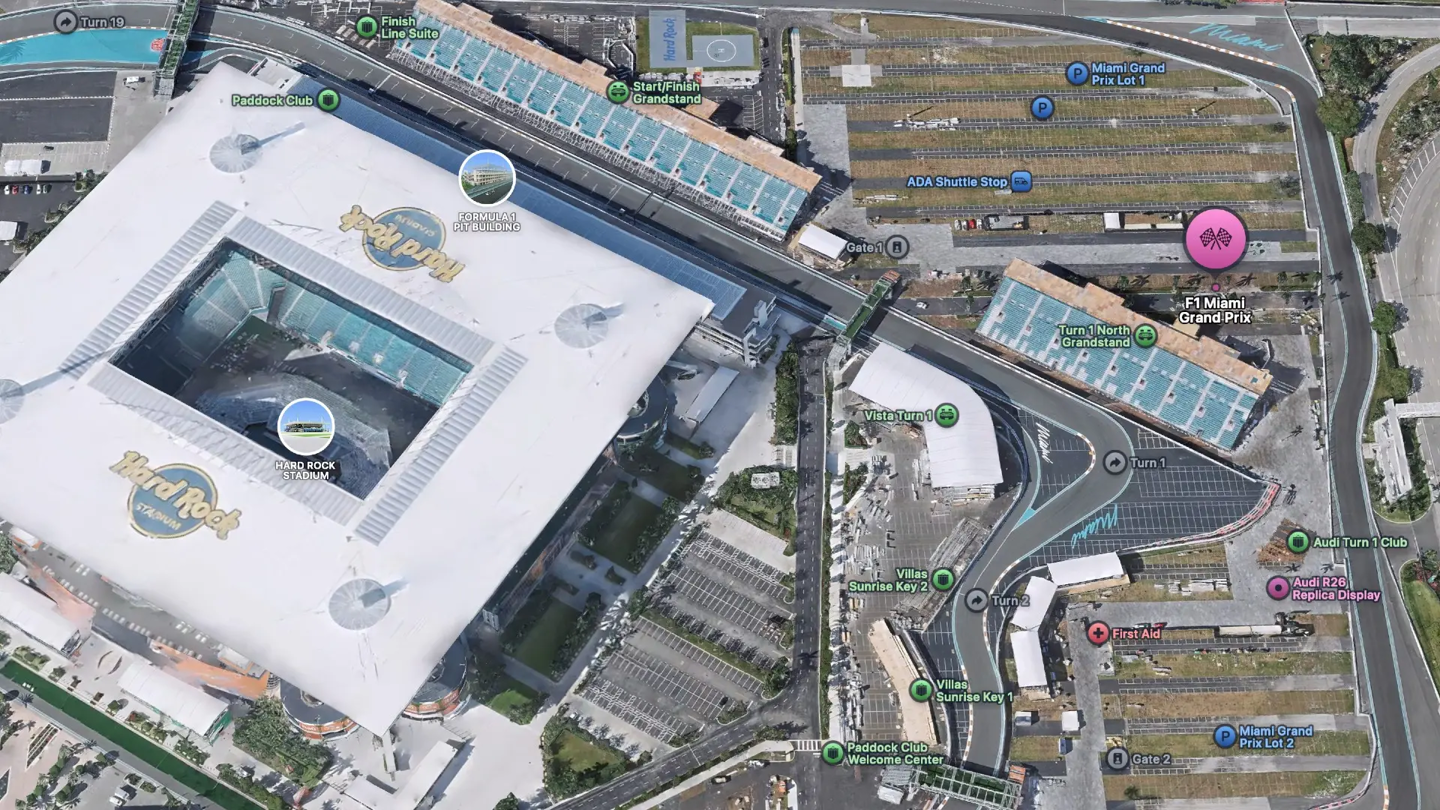 Apple Maps Adds a 3D F1 Miami Experience With Track Landmarks and Navigation Details