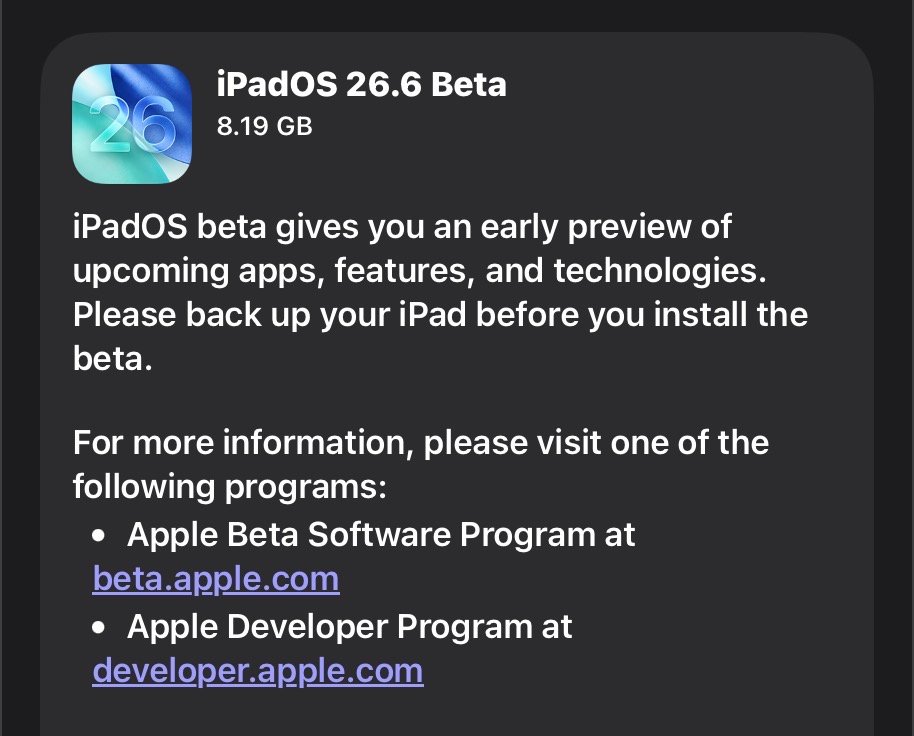 Apple Releases First Public Betas of iOS 26.6 and iPadOS 26.6 With New Blocked Contacts Alert