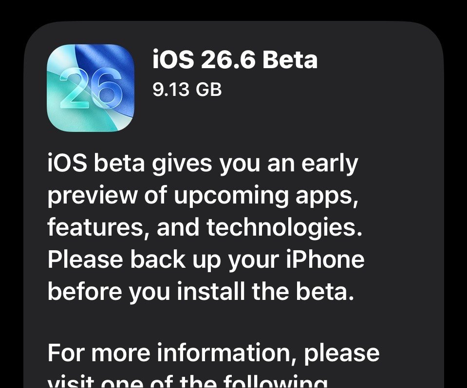 Apple Releases First Public Betas of iOS 26.6 and iPadOS 26.6 With New Blocked Contacts Alert image 2