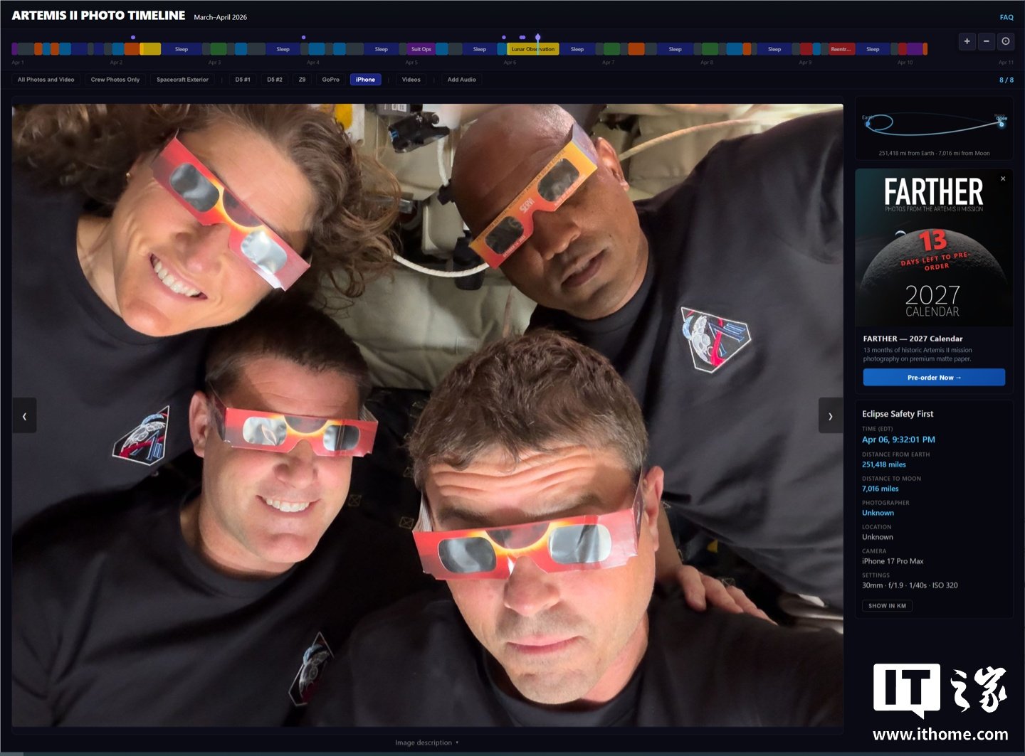 NASA's Artemis II photo timeline shows astronauts using the iPhone 17 Pro Max in orbit