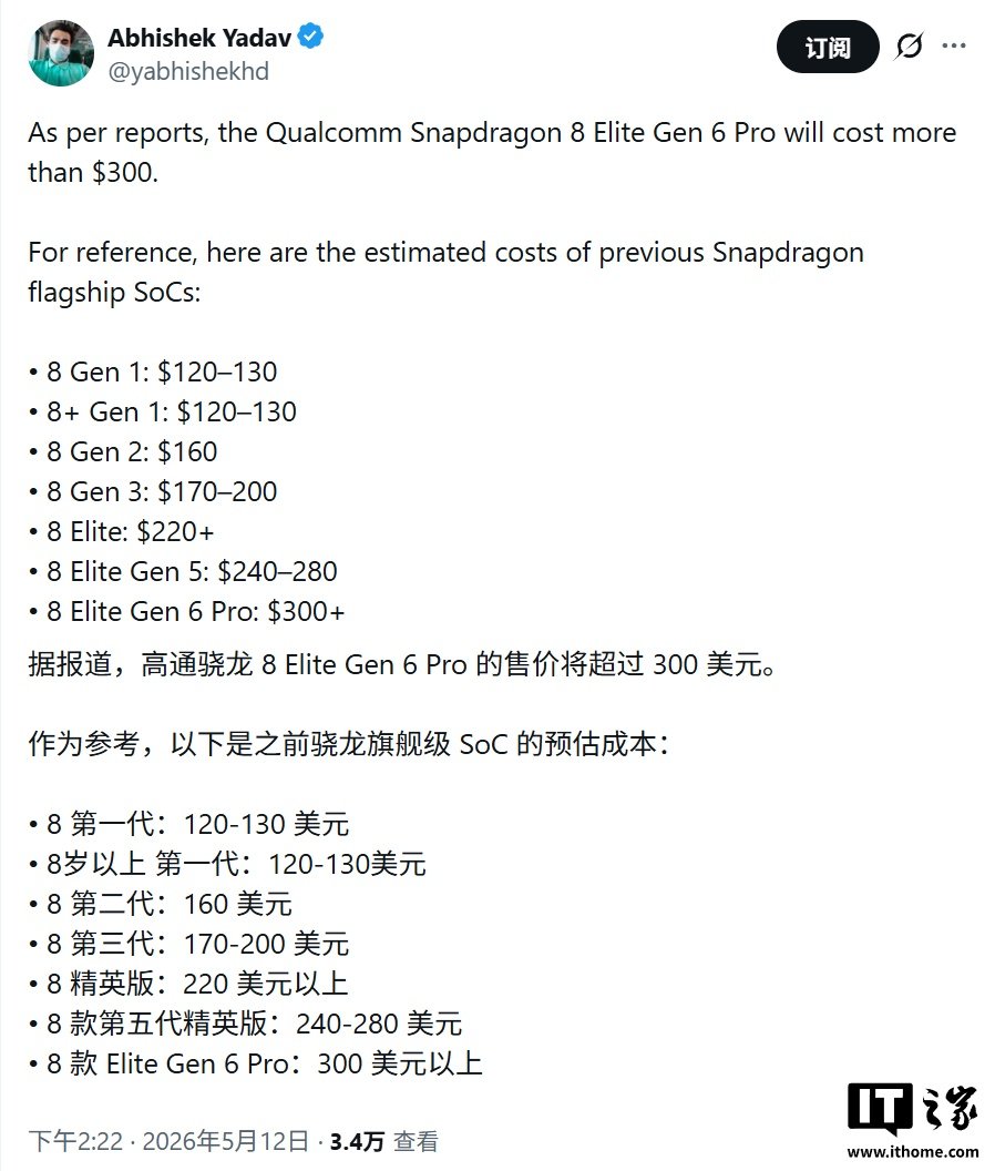 Snapdragon 8 Elite Gen 6 Pro Could Push Chip Pricing to $330 and Raise the Cost of Ultra Flagships