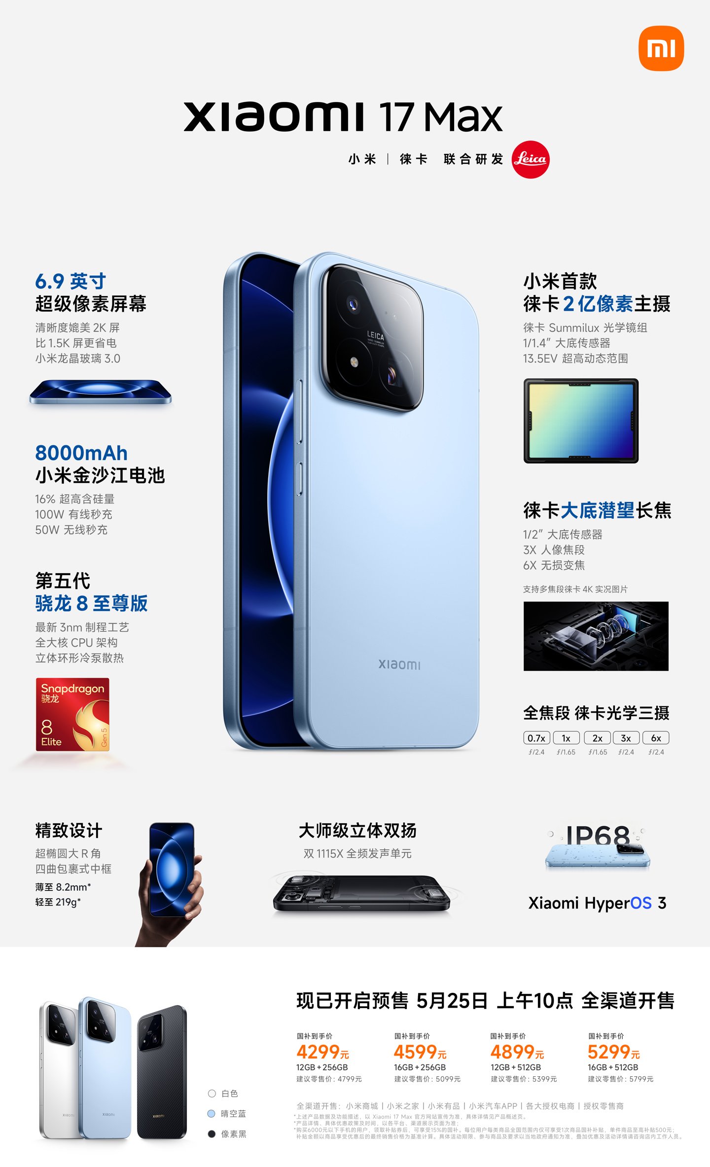 Xiaomi 17 Max Arrives With 8000mAh Battery, 200MP Leica Main Camera, and 100W Charging