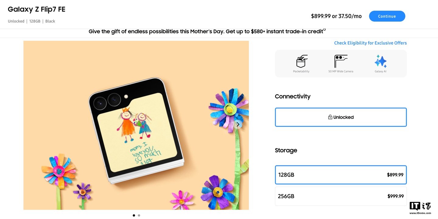 Samsung Puts the Galaxy Z Flip7 FE Back on Sale in the US at the Same $899 Starting Price