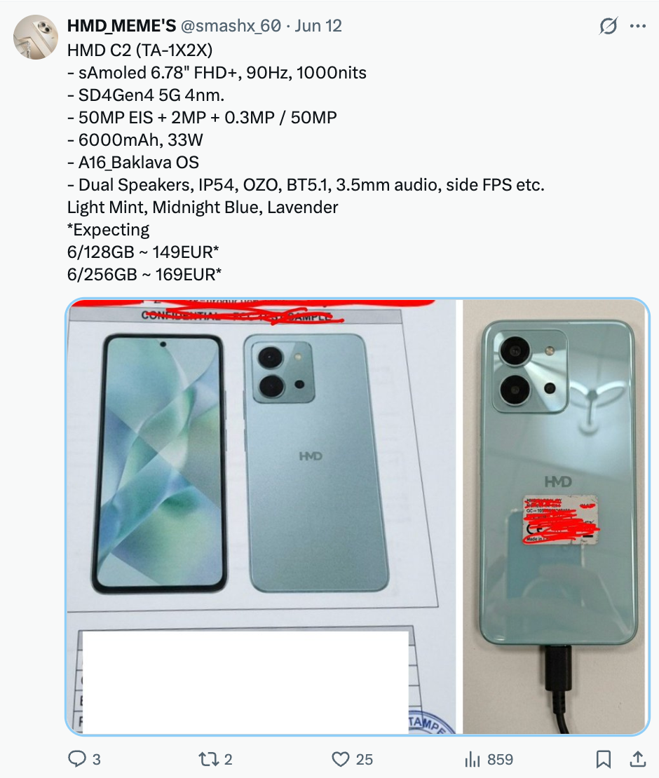 HMD C2 Series Leak Points to Snapdragon 4 Gen 4, AMOLED Displays, and 6,000mAh Batteries
