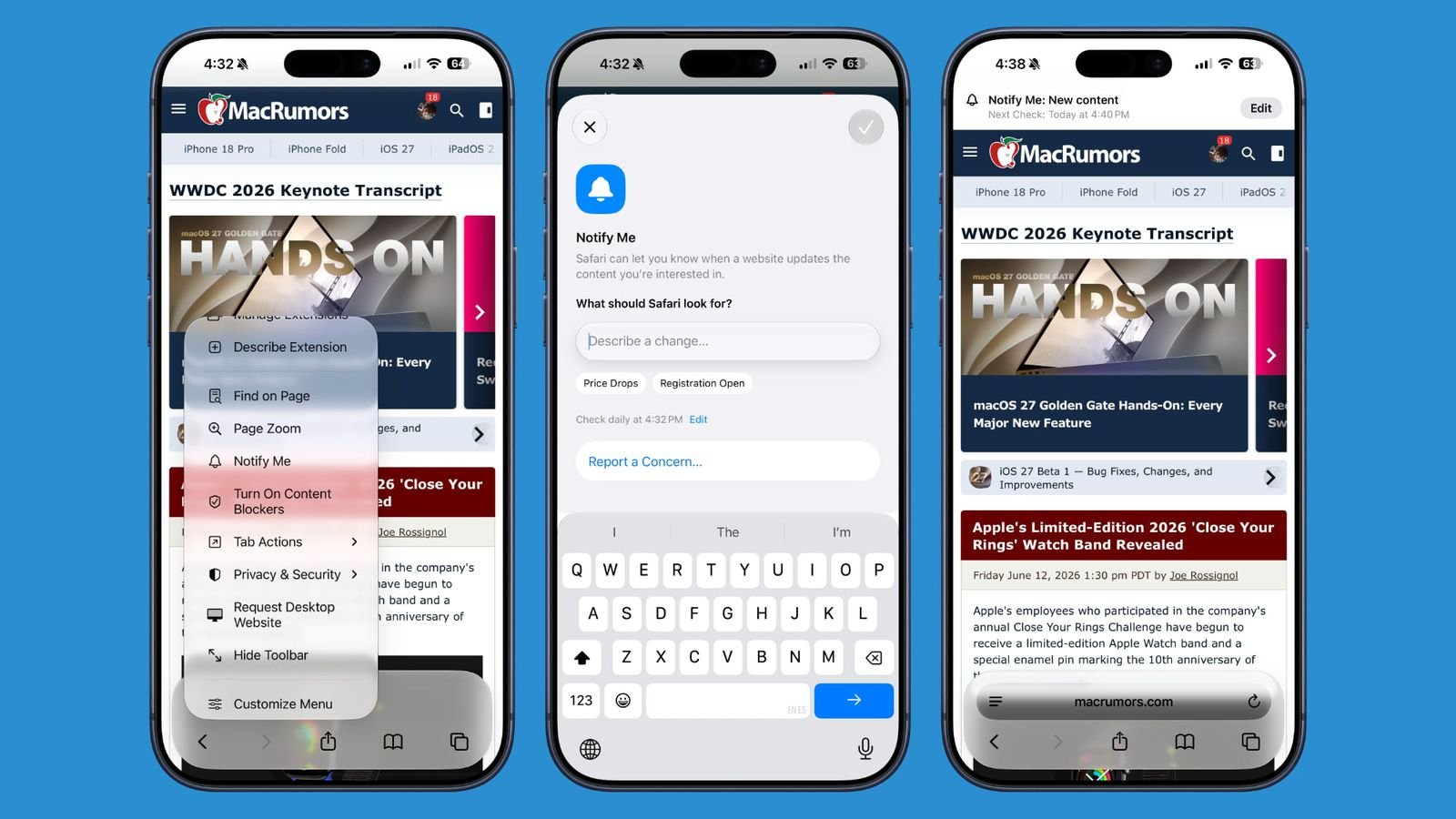 iOS 27 Safari Preview: AI Tab Groups, Custom Extensions, and Web Page Monitoring detail 3