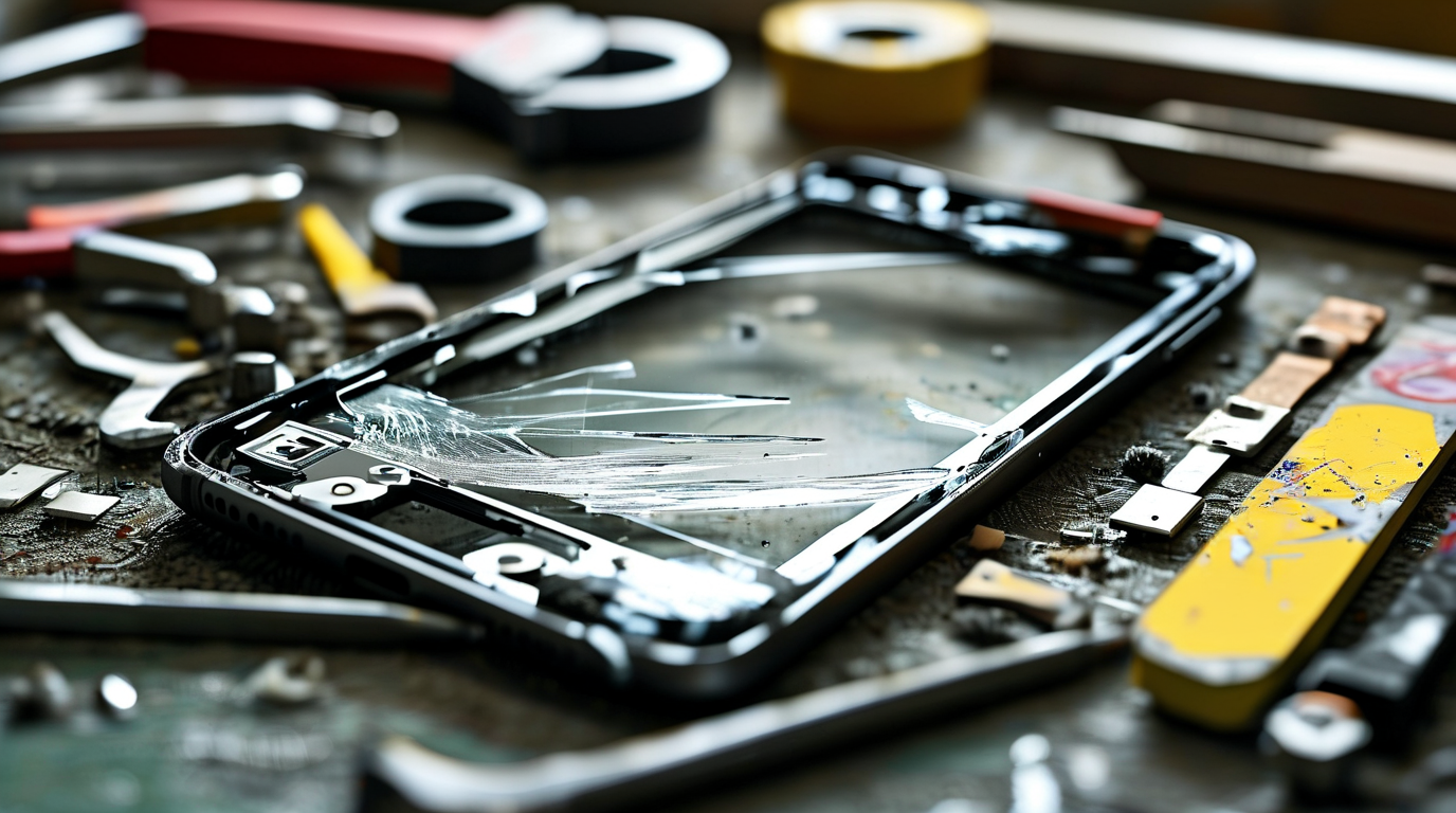 Secure replacement screen with adhesive strips and flex cable alignment