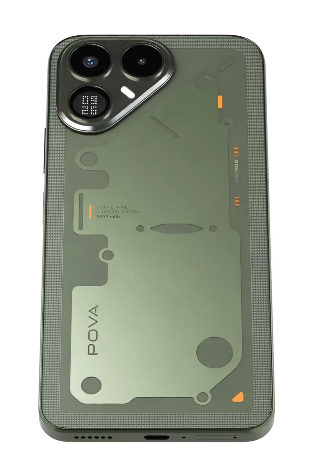 Tecno Pova 8 5G semi-transparent back design